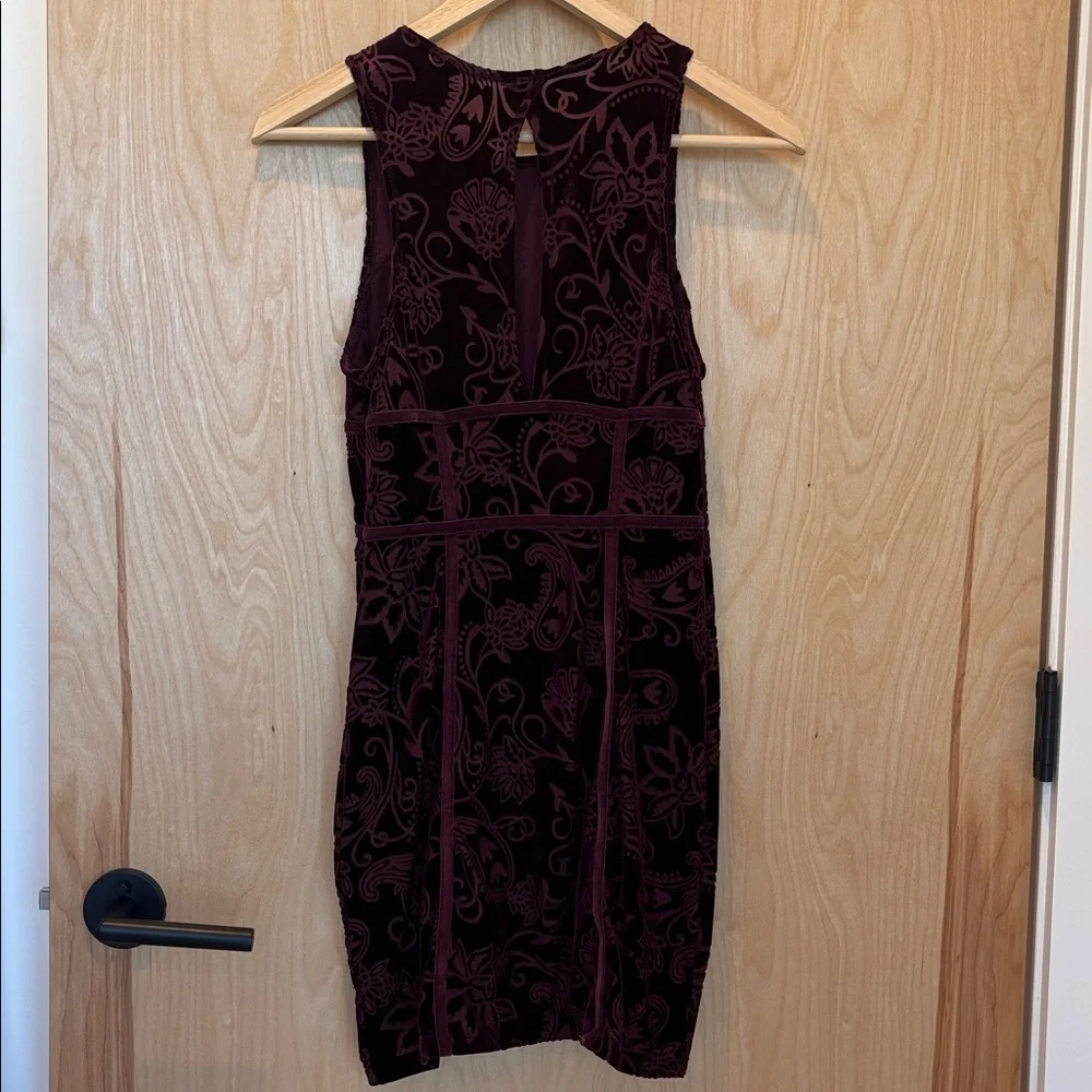Free People Dress Velvet Burnout Boho Sleeveless Burgundy Size Small